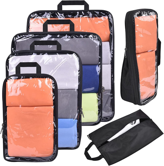 6 Set Compression Packing Cubes Travel Accessories Expandable Packing Organizers